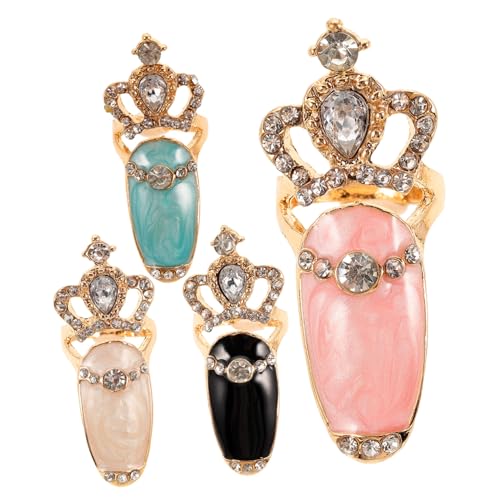 NOLITOY 4 Stück Teiliges Fingernagel Ring mit Funkelnden Strasssteinen Modische Nail Art Dekoration für Cosplay Halloween und Festliche Anlässe Nagelzubehör für Individuelle Manicure NOLITOY 4 Stück Teiliges Fingernagel Ring mit Funkelnden Strasssteinen Modische Nail Art Dekoration für Cosplay Halloween und Festliche Anlässe Nagelzubehör für Individuelle Manicure von NOLITOY