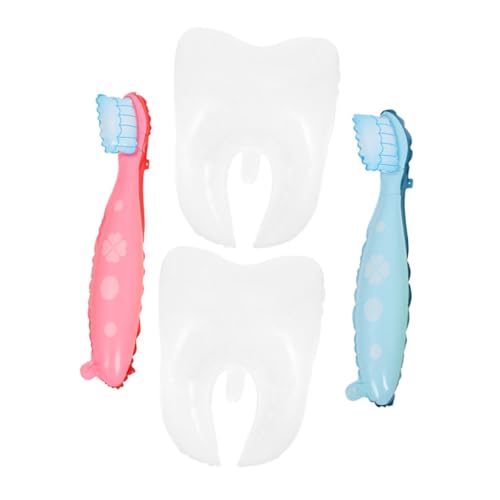 NOLITOY 4 Stück Teiliges Gebiss Zahnbürstenballon Große Aufblasbare Partydekoration Motto Farbige Zahnbürsten Blau und Weiße Gebisse für Geburtstags Kinderpartys von NOLITOY