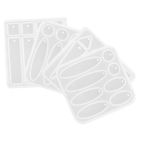 NOLITOY 4 Stück Teiliges Geometrisches Ohrring Silikonform Präzise Resin Formen für Schmuckherstellung Oval Rechteckig Dreieckig Robustes Spiegel Silikon für Diy Epoxidharz Anhänger und von NOLITOY