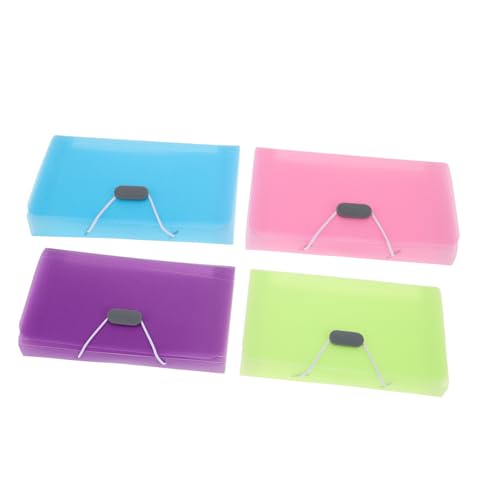 NOLITOY 4 Stück Teiliges Mini Fächermappe Farbige Kleine Datei organizer Erweiterbar für Belege Dokumente Büro Aufbewahrungstasche für Zuhause und Reise von NOLITOY