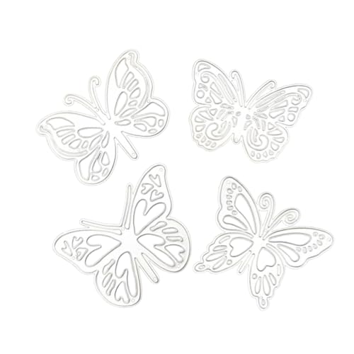 NOLITOY 4 Stück Teiliges Schmetterlings Stanzschablonen Hochfeste Stanzformen Kohlenstoffstahl für DIY Karten und Scrapbooking für Kreative Bastelprojekte von NOLITOY