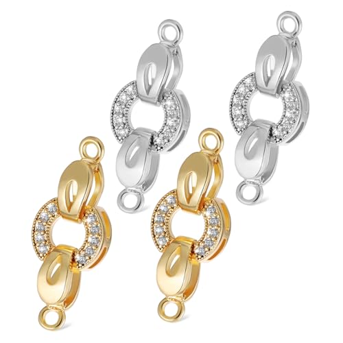 NOLITOY 4 Stück Teiliges Schmuckverbinder Armband Halskettenverschluss aus Kupfer mit Gold Silber elektroplattierung Vielseitig Einsetzbar für DIY Armbänder Halsketten NOLITOY 4 Stück Teiliges Schmuckverbinder Armband Halskettenverschluss aus Kupfer mit Gold Silber elektroplattierung Vielseitig Einsetzbar für DIY Armbänder Halsketten von NOLITOY