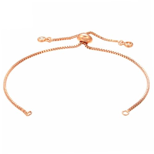 NOLITOY 4 Stück Teiliges Verstellbares Armband aus Messing Halb Fertiges Schmuckzubehör für DIY Schmuckherstellung mit Schieberegler zur Größenanpassung in Gold Weißgold Roségold und von NOLITOY