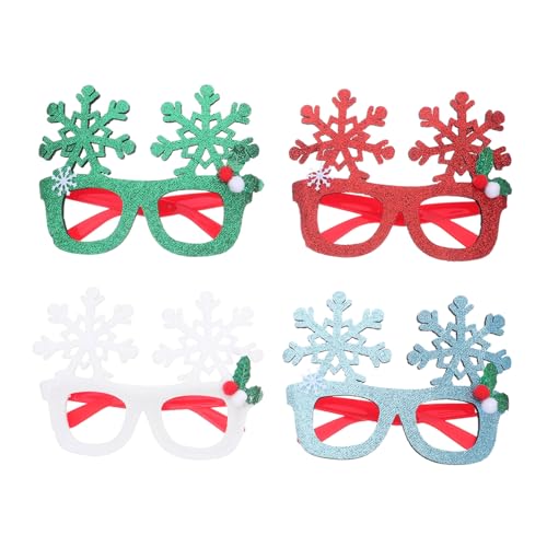 NOLITOY 4 Stück Teiliges Weihnachtsbrillen Schneeflocken Glitzer Brillengestelle Leichte Festtagsdeko für Xmas Party Foto Requisiten für Altersgruppen NOLITOY 4 Stück Teiliges Weihnachtsbrillen Schneeflocken Glitzer Brillengestelle Leichte Festtagsdeko für Xmas Party Foto Requisiten für Altersgruppen von NOLITOY