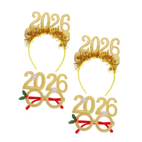 NOLITOY 4 Stücke Teiliges Silvester Haarreif mit Glitzerzahlen Leichte und Bequeme Party Accessoires für Weihnachtsfeier Neujahrsparty und Festliche Foto Requisiten von NOLITOY