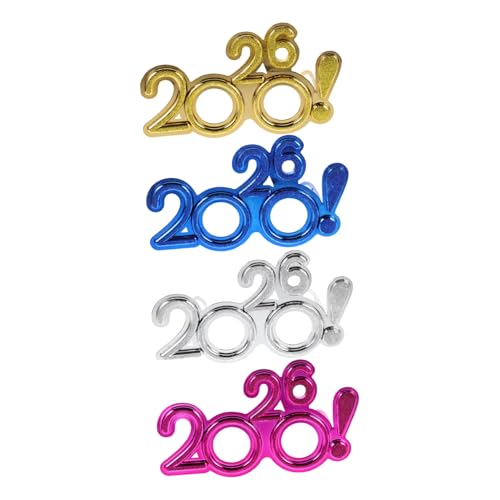 NOLITOY 4-teilige Party-sonnenbrillen: Brillen Für Die Neujahrsfeier – Bequeme, Leichte Kunststoffbrille Mit Lustigem Zahlendesign von NOLITOY