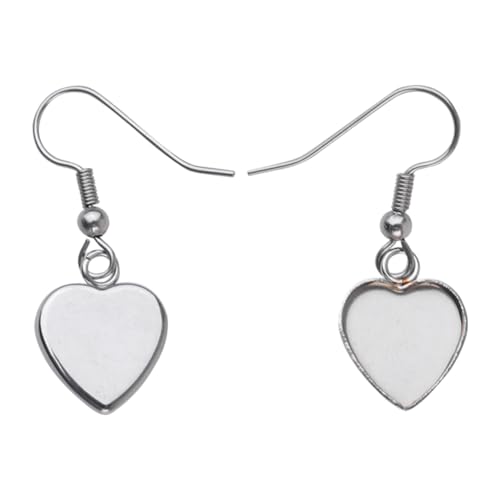 NOLITOY 40 Stück Herzform Ohrhaken Schmuck DIY Ohrringe Bastelset für Zeitglas Schmuckherstellung Leicht Langlebig Tragbar Silberfarbene Ohrring Basisplatten für Damen von NOLITOY