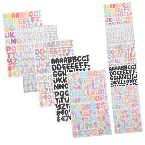 NOLITOY 45 Blatt Selbstklebende Buchstaben Zahlenaufkleber Bunte Scrapbook Sticker für DIY Dekoration Glatten Oberflächen Wie Glas Kunststoff Metall Geeignet für Karten Flaschen von NOLITOY