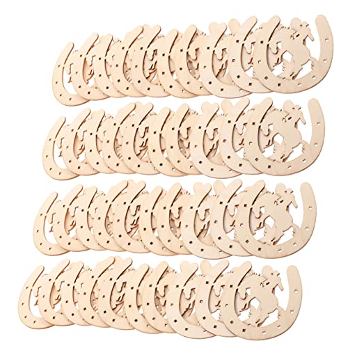 NOLITOY 48 Stück Diy Holz Anhänger Mittelstücke Unfertiger Hufeisenausschnitt Herstellung Dekoration Ausgeschnitten Zur Dekoration Hufeisendekor Wand Party Ausschnitte von NOLITOY