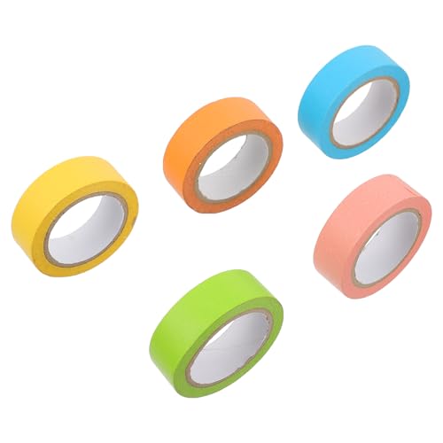 NOLITOY 5 Rollen Bunte Washi Tape mit Beschreibbaren Message Aufklebern Dekoratives Klebeband für Scrapbooking Journaling und DIY Bastelprojekte Handreißbar Farbenfroh Zufällige Farbe von NOLITOY