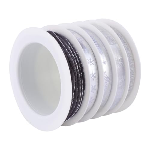 NOLITOY 5 Rollen Weihnachtsband Silber Breit Lang Weihnachtsdekoration Geschenkband für DIY Basteln Party Geschenkverpackung und Baumdeko von NOLITOY
