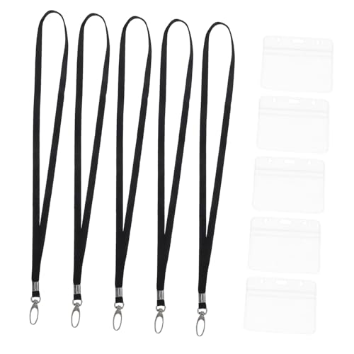 NOLITOY 5 Stück ID-Schlüsselband Versicherungskarteninhaber Ausweiskartenhalter Sie Kartenhalter Lanyard-ID-Halter Lanyards Kartenhalter Ausweishalter Kartenkarton Polyester Schwarz von NOLITOY
