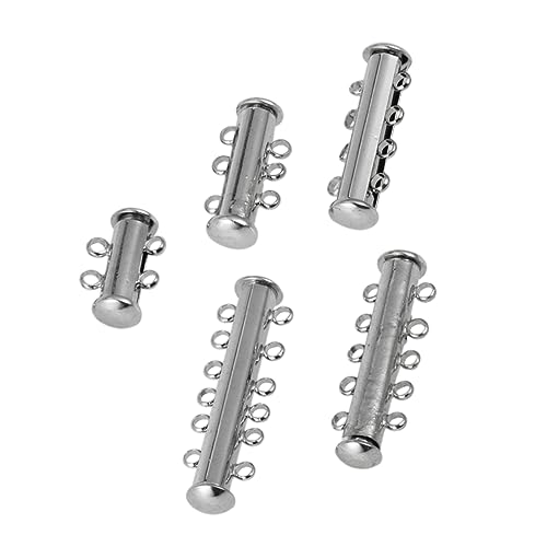 NOLITOY 5 Stück Magnetverschluss für Schmuckherstellung Silberne Multi Strang Röhrenverschluss Verbinder für und Armbänder von NOLITOY