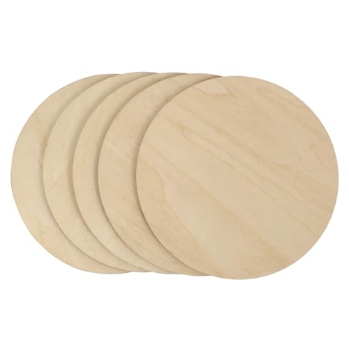 NOLITOY 5 Stück Runde Holzscheiben Dünne Naturholzplatten zum Basteln Blanko DIY Holzkreise für Dekoration Geschenkanhänger Türkränze Malerei und Handwerksprojekte von NOLITOY