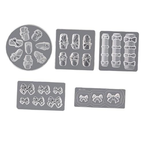 NOLITOY 5 Stück Teiliges DIY Nagelkunst Silikonformen Wiederverwendbare Maniküre Gießformen mit Schleifen Design Kreative Nageldekoration für Nail Art Einfach Anzuwenden Elegant und NOLITOY 5 Stück Teiliges DIY Nagelkunst Silikonformen Wiederverwendbare Maniküre Gießformen mit Schleifen Design Kreative Nageldekoration für Nail Art Einfach Anzuwenden Elegant und von NOLITOY