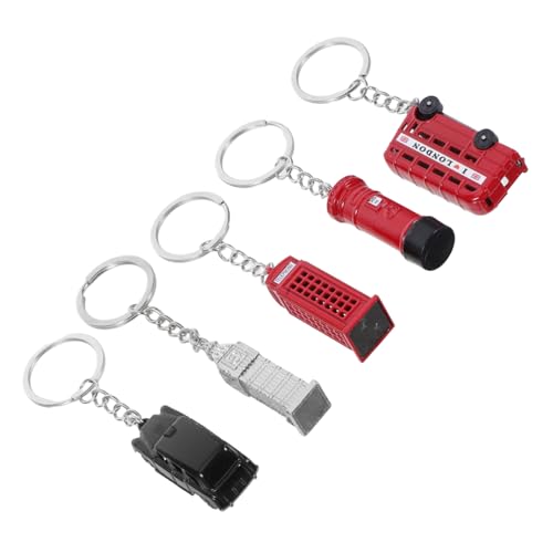 NOLITOY 5 Stück Teiliges London Schlüsselanhänger mit Doppeldeckerbus Telefonzelle und Briefkasten Britisches Souvenir für Männer und Frauen für Schlüssel und Taschen von NOLITOY