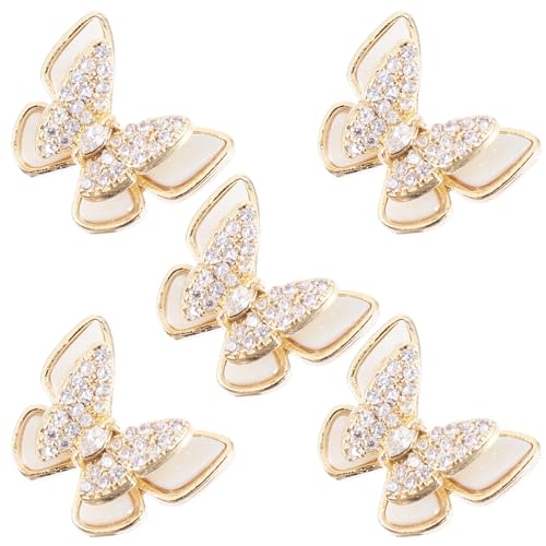 NOLITOY 5 Stück Teiliges Nagelstuds Goldfarbene Doppellagige Schmetterlings Nail Charms für Nageldesign DIY Mädchen Nagelkunst Nageldekorationen von NOLITOY