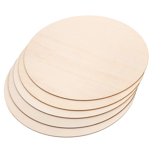 NOLITOY 5 Stück Teiliges Runde Unbehandelte Holzscheiben Natürliche Holzplatten zum Basteln und DIY Vielseitige Blanko Holzchips für Türschilder Dekorationen und Kreative Handarbeiten von NOLITOY
