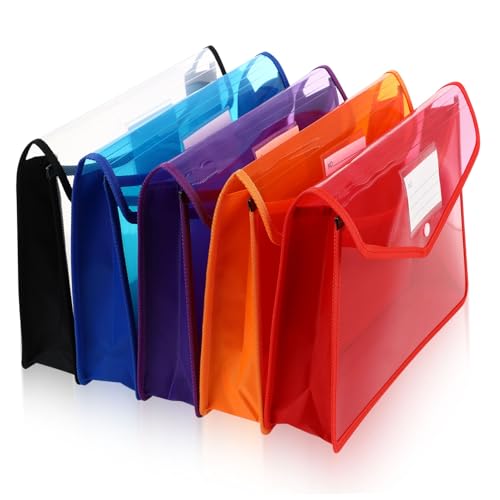 NOLITOY 5 Stück Transparente Pp dokumententaschen mit Druckknopf Erweiterbarer Kunststoff organizer mit Etikettenfach Leichte Robuste Aufbewahrung für Unterlagen NOLITOY 5 Stück Transparente Pp dokumententaschen mit Druckknopf Erweiterbarer Kunststoff organizer mit Etikettenfach Leichte Robuste Aufbewahrung für Unterlagen von NOLITOY