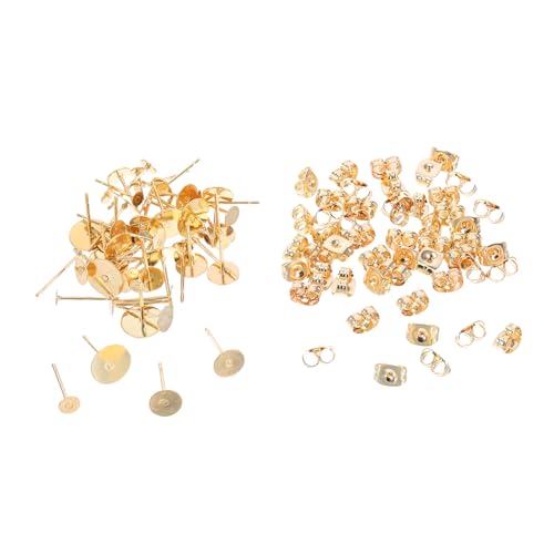 NOLITOY 50 Satz Ohrstecker Diy Schmuckzubehör Flachrunde Ohrstecker mit Sicherem Sockel Rostfrei Langlebig Minimalistisches Design für Damen und Vielseitige Schmuckherstellung von NOLITOY