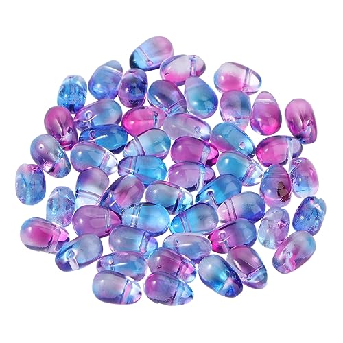 NOLITOY 50 Stück Glatte Wassertröpfchen Perlen Tschechische Glasperlen für DIY Schmuckherstellung Geeignet für Armbänder und Kreative Handarbeiten Blau Farbverlauf von NOLITOY