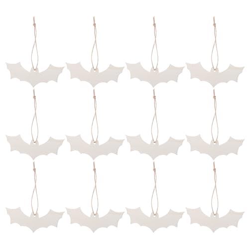 NOLITOY 50 Stück Halloween-Fledermaus-Holz, DIY-Bastelausschnitte, Fledermaus-förmige Hängeornamente mit Loch, Hanfseile, Holzanhänger für Halloween-Partys, Spukhaus-Dekorationen, Beige NOLITOY 50 Stück Halloween-Fledermaus-Holz, DIY-Bastelausschnitte, Fledermaus-förmige Hängeornamente mit Loch, Hanfseile, Holzanhänger für Halloween-Partys, Spukhaus-Dekorationen, Beige von NOLITOY
