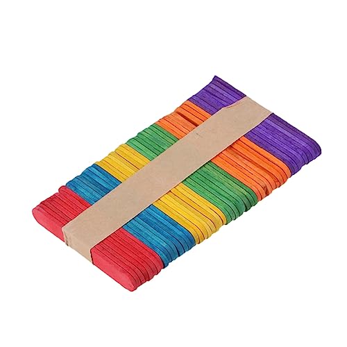 NOLITOY 50 Stück Holzbrettmodellmaterial klebt Eisstock am Stiel Stöcke behandeln Stäbchen mit behandeln Stöcke Eisstangen Eisstiele zum Basteln Eisstangen basteln Hölzern von NOLITOY