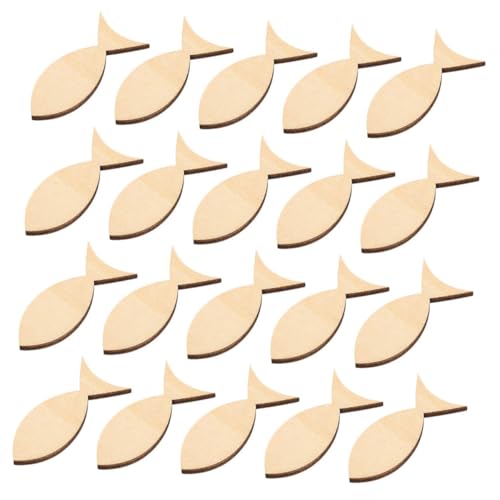 NOLITOY 50 Stück Holzfische zum Bemalen Mini Fischform Holzscheiben Glatte DIY Holz Dekoration für Bastelprojekte Party und Wohnraumdeko Unvollendete Tier Holzstreudeko von NOLITOY