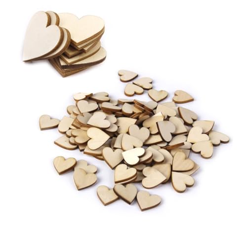 NOLITOY 50 Stück Holzherzen Scheiben mit Rinde Beidseitig Glatt DIY Basteln Holzscheiben Streudeko Naturholz für Scrapbooking Verzierung von NOLITOY