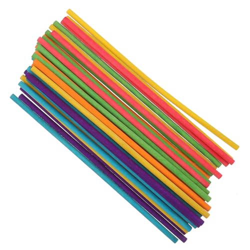 NOLITOY 50 Stück Holzstäbe für Skulpturen und Bastelprojekte Leuchtende Farben für Diy und Lernspiele von NOLITOY