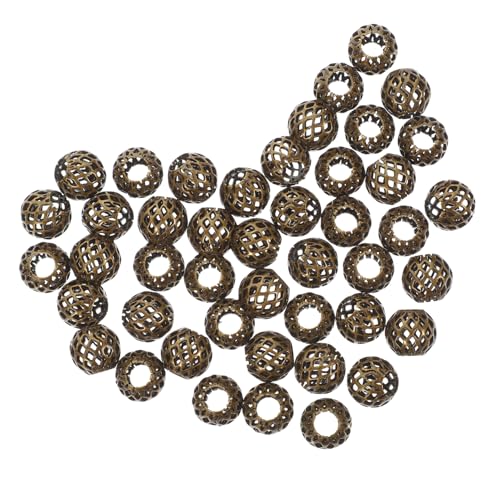 NOLITOY 50 Stück Kupfer Zwischenperlen mit Hohlraum für Schmuckherstellung Glatte Metallperlen für Armbänder Basteln Runde Perlen mit Glänzender Oberfläche zum Auffädeln und Dekorieren von NOLITOY