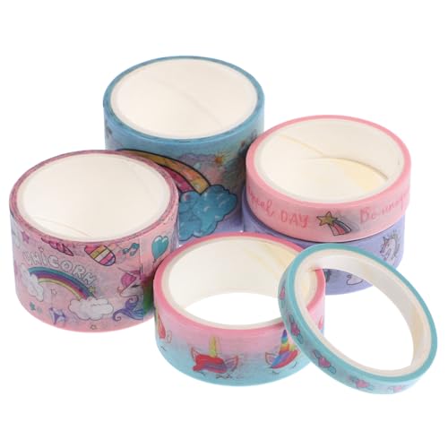 NOLITOY 6 Rollen Dekorative Papierklebebänder mit Cartoon Einhorn Muster Selbstklebend Vielseitig für DIY Scrapbook Tagebuch Geschenkbänder Lange Nutzdauer für Basteln und NOLITOY 6 Rollen Dekorative Papierklebebänder mit Cartoon Einhorn Muster Selbstklebend Vielseitig für DIY Scrapbook Tagebuch Geschenkbänder Lange Nutzdauer für Basteln und von NOLITOY