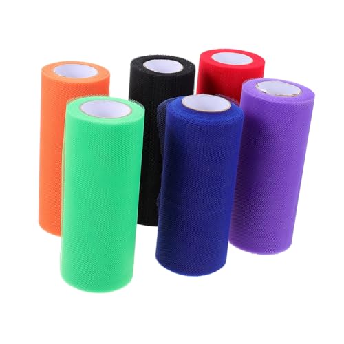 NOLITOY 6 Rollen Mesh Tüllstoff Yards Mittelfeste Netzstoffrolle in Farben für Geschenkverpackung Basteln DIY Dekoration Schleifen Hochzeitsfeiern und Kleidungsdekoration von NOLITOY
