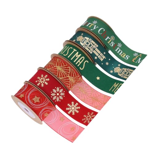NOLITOY 6 Rollen Teiliges Breit mit edler Kante Festliche Geschenkverpackung und Diy-bastelband für Weihnachtskränze Blumenarrangements und Baumdekoration Reißfest und Vielseitig NOLITOY 6 Rollen Teiliges Breit mit edler Kante Festliche Geschenkverpackung und Diy-bastelband für Weihnachtskränze Blumenarrangements und Baumdekoration Reißfest und Vielseitig von NOLITOY