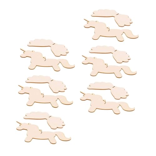 NOLITOY 6 Sätze Einhorn Holzscheiben Unbearbeitete Holzstücke zum Basteln DIY Einhorn Anhänger für Kinderzimmer Party Dekoration Originelles Holzbrettchen Gravieren und Bemalen von NOLITOY