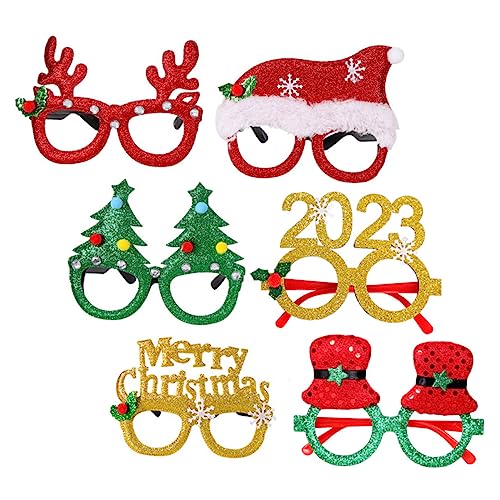 NOLITOY 6 Stk Weihnachtsbrillengestell Silvester Brille Sonnenbrille Für Die Feiertagsparty Weihnachtsfeier Brille Disco-brille 2023 Brille Neujahr Blitz Gesichtsschmuck Filzstoff von NOLITOY