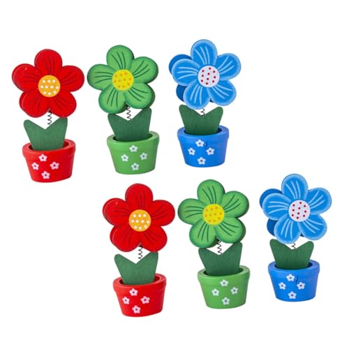 NOLITOY 6 Stück Holz Memo Clip in Blumenform Multifunktionale Notizhalter für Fotos Visitenkarten und Nachrichten Dekorative Schreibtischclips für Büro und Zuhause Zufällige Farbe von NOLITOY
