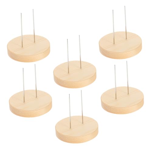 NOLITOY 6 Stück Holz Puppenständer mit Doppel nadel Stabilem Halter für Häkel Actionfiguren Runde Basis für Puppenpräsentation und Dekorative Ausstellungen von NOLITOY