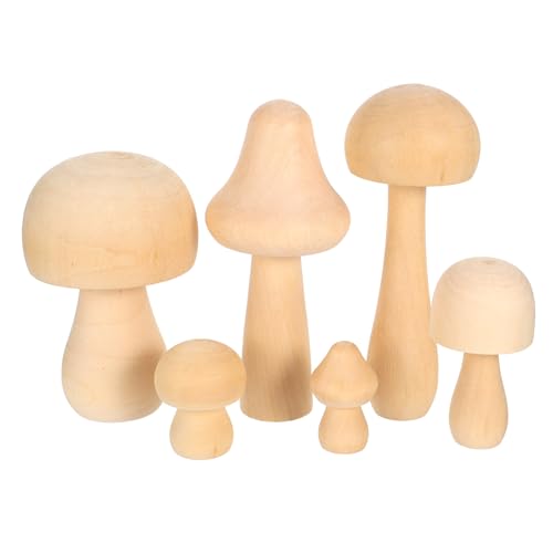 NOLITOY 6 Stück Holzpilzschmuck Bausätze Lackierbar Essen Pilze Klein Mini-pilz Handwerk Verschieden Jumbo Fälschung Pilz-kit Sortiert Party Unbemalt Pilz Zeug Objekte Pilz Wiki von NOLITOY