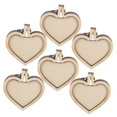 NOLITOY 6 Stück Mini-anhänger Mit Stickrahmen, Holz, Stickrahmen, Ovaler Ring, Mini-zubehör, Kreuz, , Stickerei-form, Anhänger, Armband-dekorationen, Beige von NOLITOY
