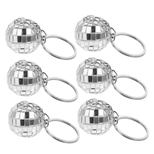 NOLITOY 6 Stück Spiegelkugel Schlüsselanhänger Silberne Disco Ball Party Deko für Weihnachten Feste Bag Pendants Vielseitige Anhänger für Events und Feiern von NOLITOY