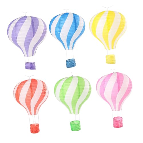 NOLITOY 6 Stück Teiliges Faltbare Papierlaternen in Bunten Farben Heißluftballon design Romantische Party Hochzeitsdeko für Innen und Außen Vielseitig Einsetzbar für Festlichkeiten von NOLITOY