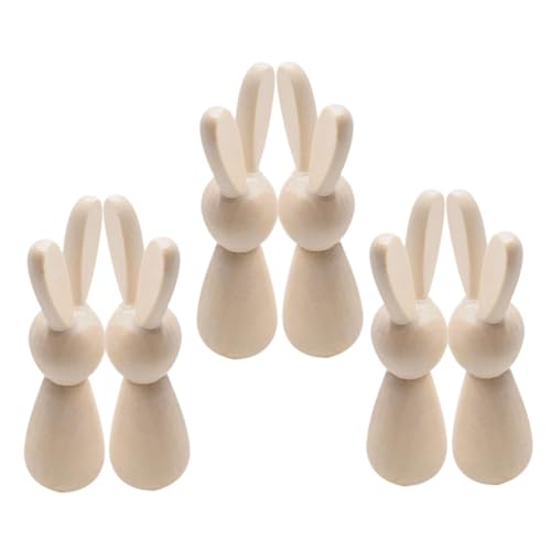 NOLITOY 6 Stück Teiliges Holzhasen DIY zum Bemalen Unbemalte Osterhasen Figuren aus Langlebigem Holz Kreative Bastelidee für Familie und Vielseitige Osterdekoration für Tisch und Garten NOLITOY 6 Stück Teiliges Holzhasen DIY zum Bemalen Unbemalte Osterhasen Figuren aus Langlebigem Holz Kreative Bastelidee für Familie und Vielseitige Osterdekoration für Tisch und Garten von NOLITOY
