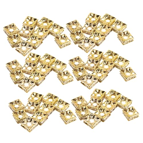 NOLITOY 60 Stück Funkelnde Quadratische Zirkonia Spacer Perlen Gold Kleine Würfel Perlen Leicht Glänzend Für DIY Schmuckherstellung Armbänder Halsketten Ohrringe von NOLITOY