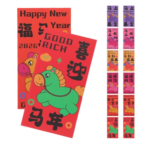 NOLITOY 60 Stück Rote Umschläge Jahr Des Pferdes Beschichtetes Papier Festliches Design Traditionelle Chinesische Geldumschläge für Frühlingsfest und Familienfeiern NOLITOY 60 Stück Rote Umschläge Jahr Des Pferdes Beschichtetes Papier Festliches Design Traditionelle Chinesische Geldumschläge für Frühlingsfest und Familienfeiern von NOLITOY