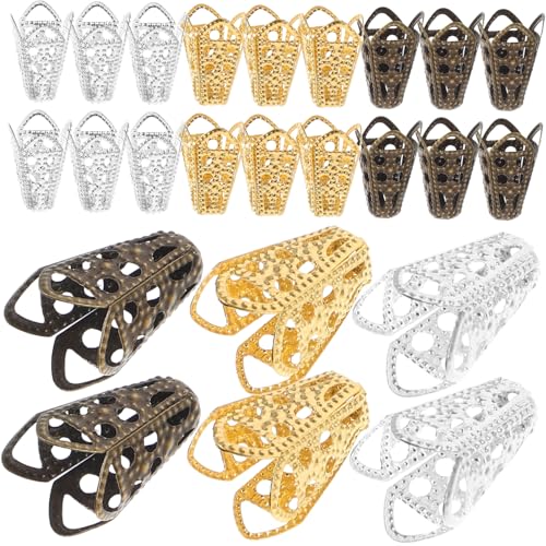 NOLITOY 60 Stück Teiliges Perlenkappen Verschleißfestem Metall für Schmuckherstellung Filigrane Blumen designs zum Auffädeln von Armbändern Ohrringen und DIY charms Vintage Stil von NOLITOY