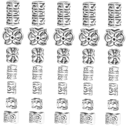 NOLITOY 7 Packungen Metallzwischenperlen aus Langlebiger Legierung Große Lochperlen in Antikem Silber für Armband Schmuckherstellung Vielseitiges DIY zubehör für Anhänger Halsketten und von NOLITOY