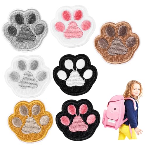 NOLITOY 7 Stück Teiliges Hundepfoten Aufnäher Selbstklebend Aufbügeln Gestickte Patches für Kleidung Jacken Jeans Mützen Taschen DIY Reparatur und Dekoration von NOLITOY