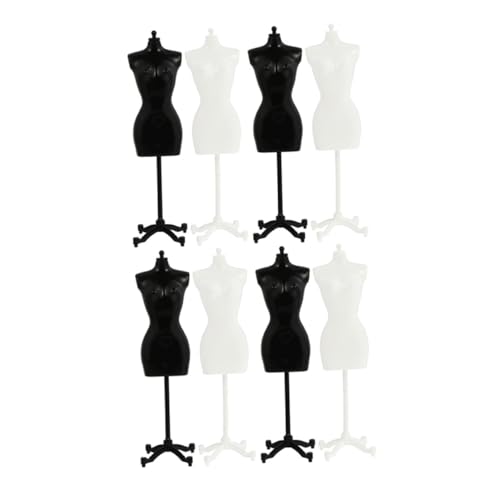 NOLITOY 8 Stück Teiliges Miniatur Mannequin Model Display Schwarze und Weiße Puppenständer Lebensnaher Kleiderständer für Puppenkleidung als Puppenzubehör und Displayhalter von NOLITOY
