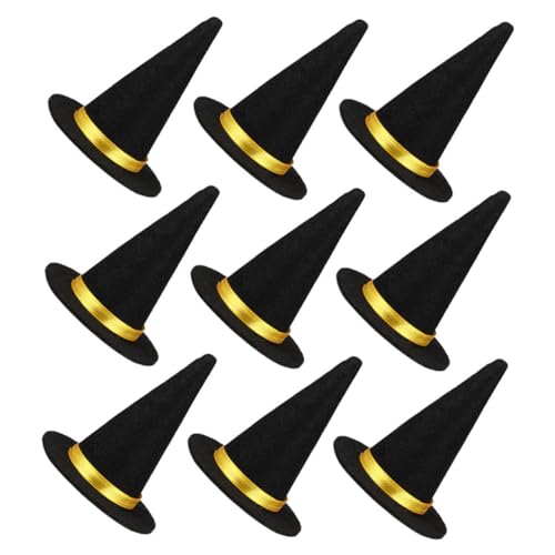 NOLITOY 9 Stück Teiliges Halloween Mini Hexenhut aus Leichtem Filz Schwarze Flaschenverschluss Deko für Party Diy Basteln Weinflaschen und Halloween Tischdeko von NOLITOY